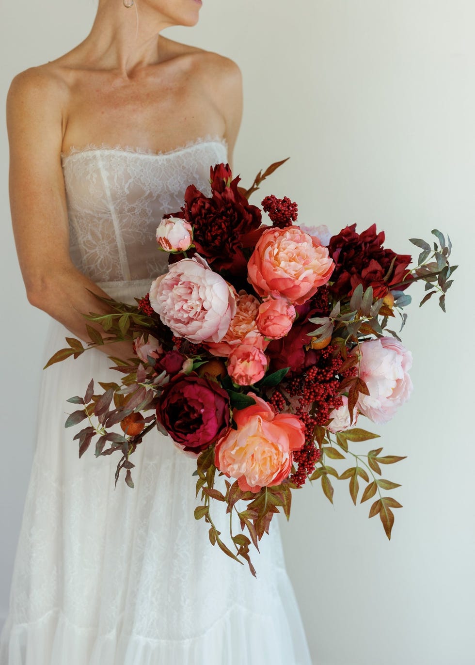 Burgundy Red Artificial Dahlia Flower 