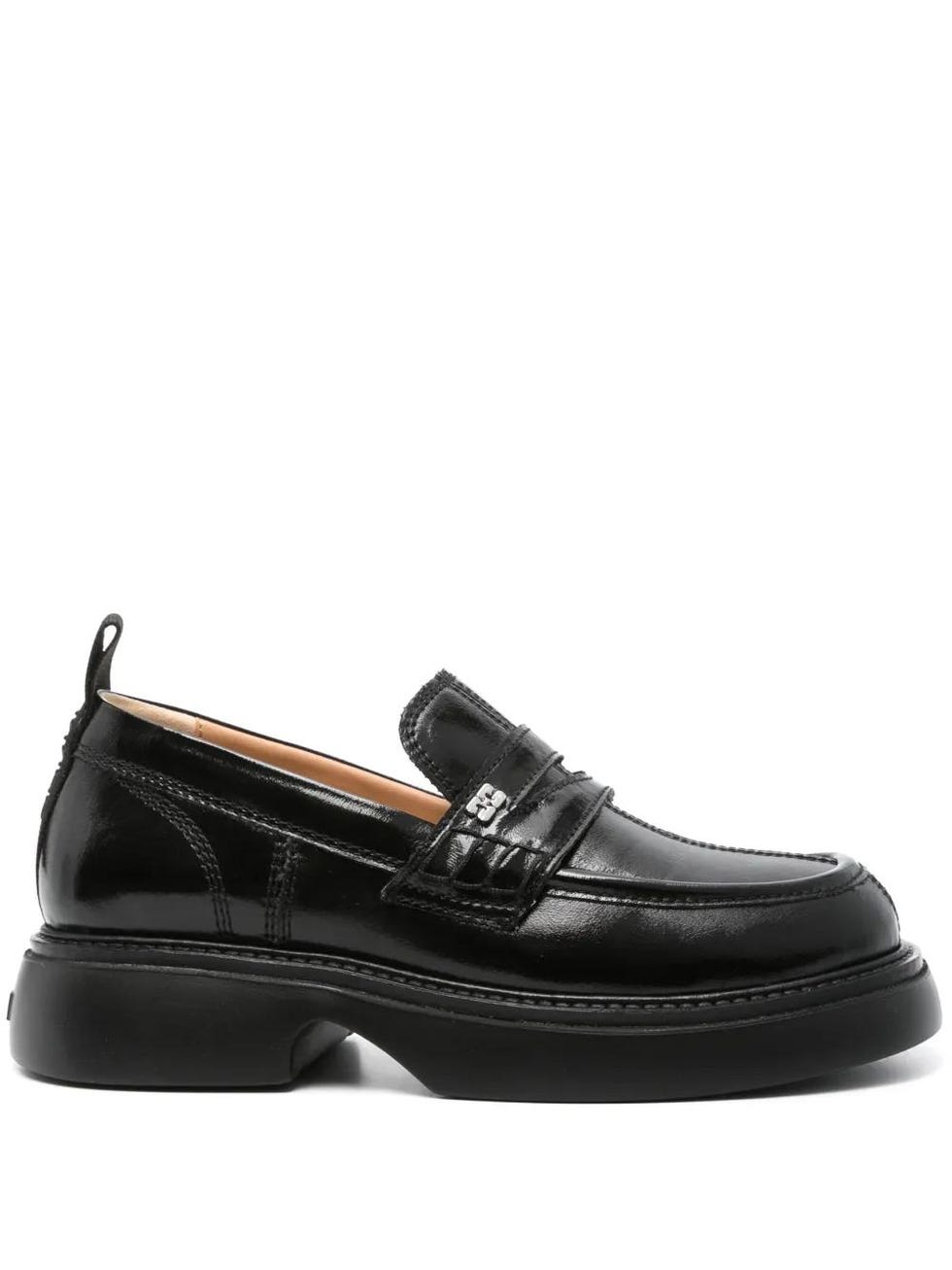 Logo-plaque platform loafers