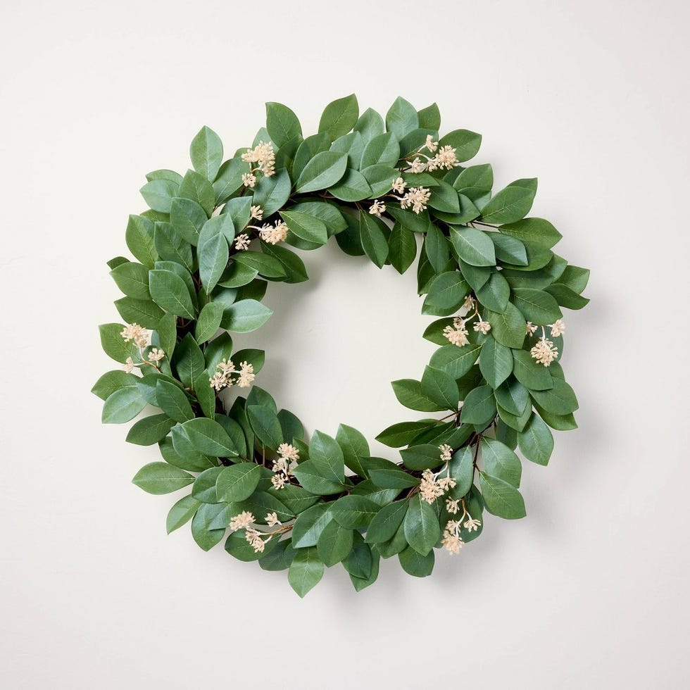 Faux Pomegranate Leaf Wreath