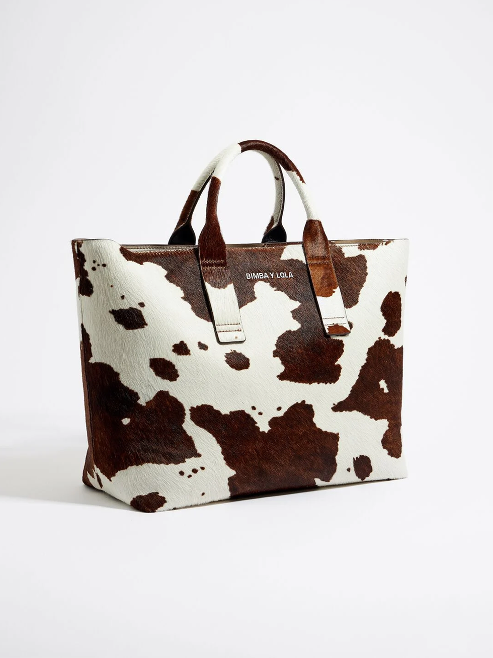 Cow print leather shopper bag