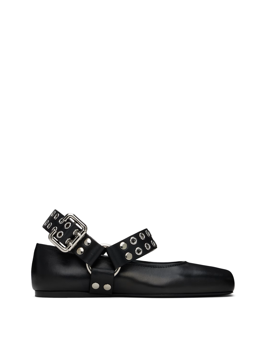 Black biker ballerina flats