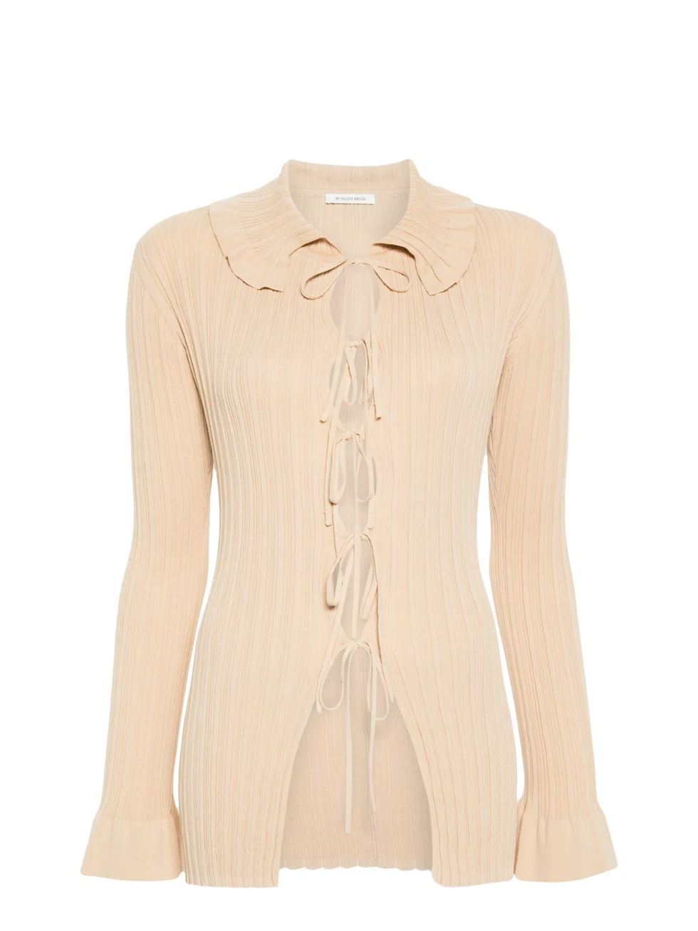 Ruffled ribbed cardigan