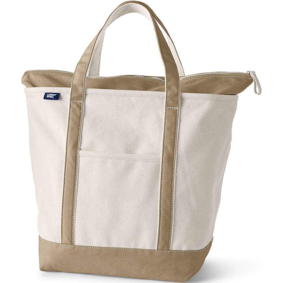 Large 5-Pocket Zip Top Canvas Tote Bag