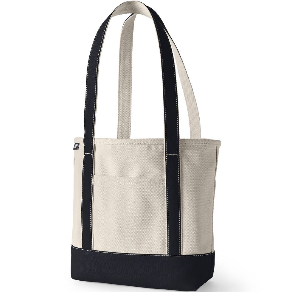 Medium 5-Pocket Open-Top Long Handle Canvas Tote Bag