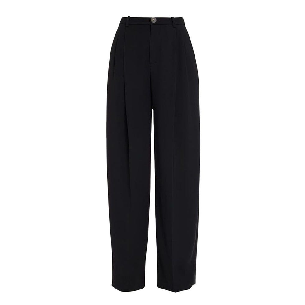 Drop waist pleated crepe pants