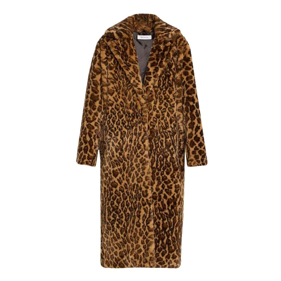 Leopard faux fur coat