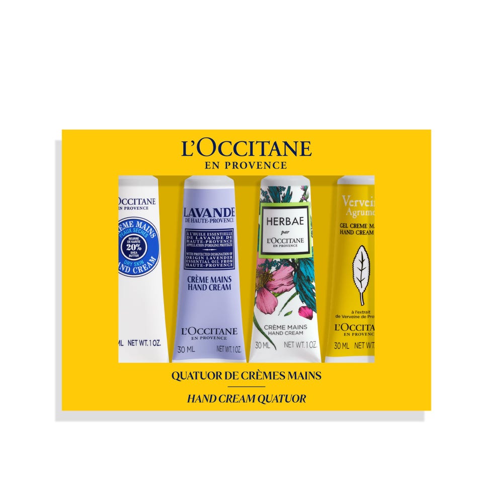 L'OCCITANE - Estuche Cuarteto de cremas de manos - Karité, Lavanda de Alta Provenza, Herbae y Verbena Cítricos - Fabricado en Francia