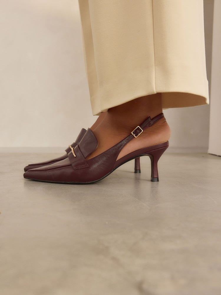 Burgundy Forever Comfort® Point Toe Heeled Loafers