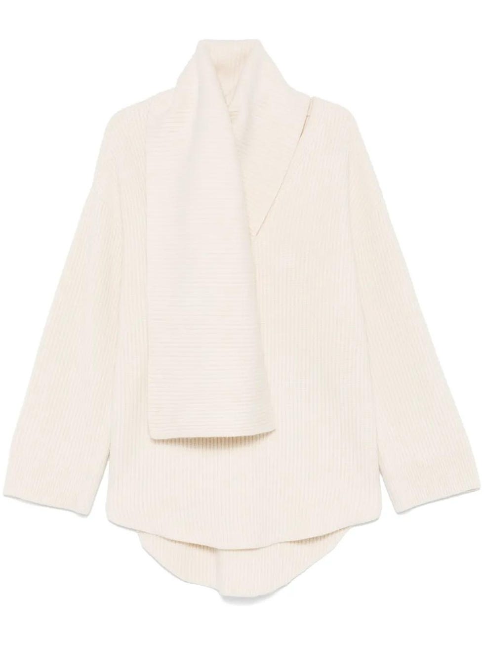 Attached-scarf jumper