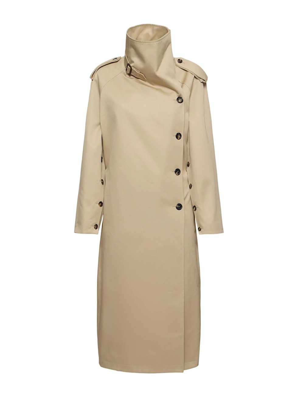 Oblique cotton trench coat