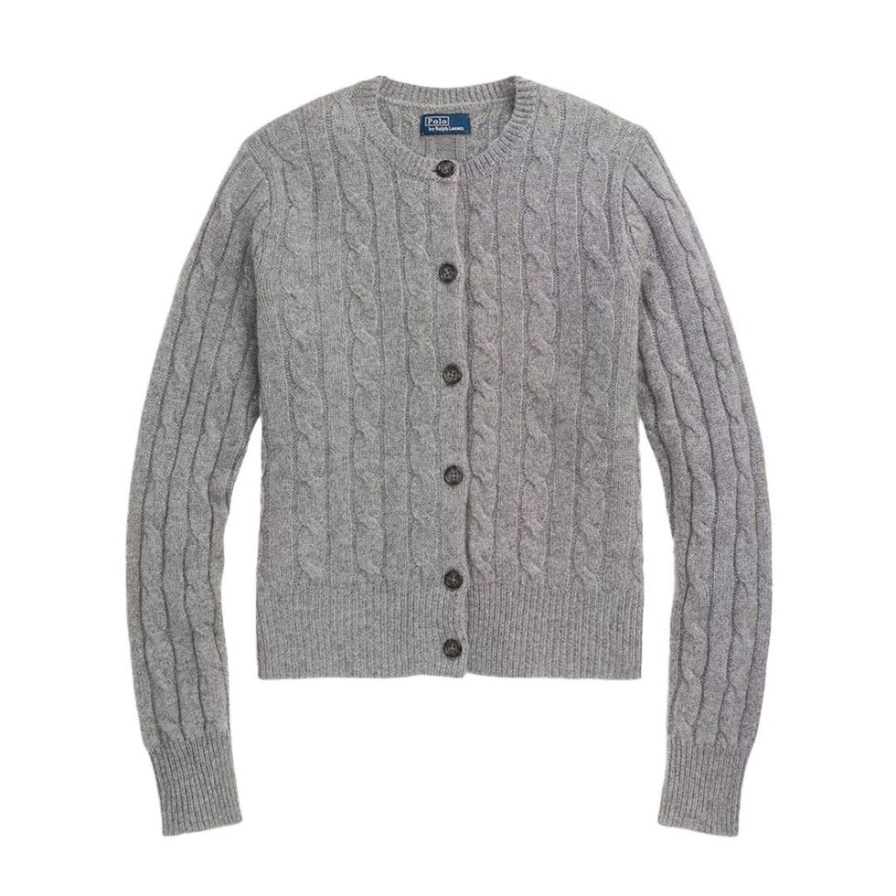 Cable-Knit Cashmere Crewneck Cardigan