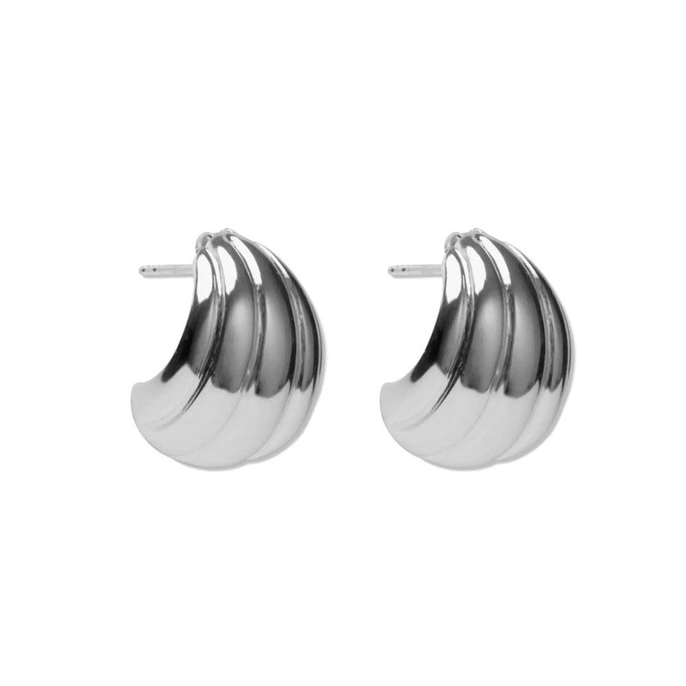 Silver Wedge Hoop Earrings