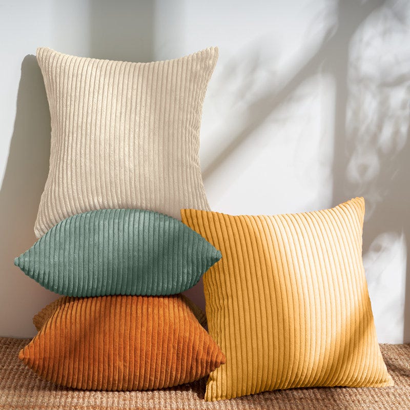 Striped Corduroy Pillow Cover 