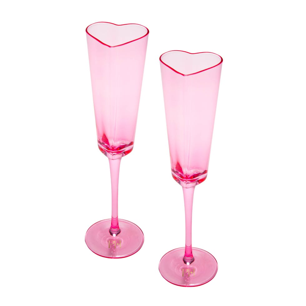 Set of 2 Heart-Shaped Champagne Flutes