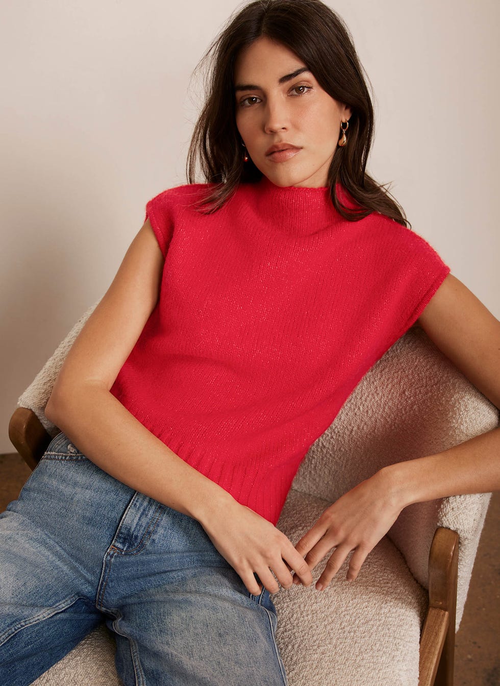 Red High Neck Top