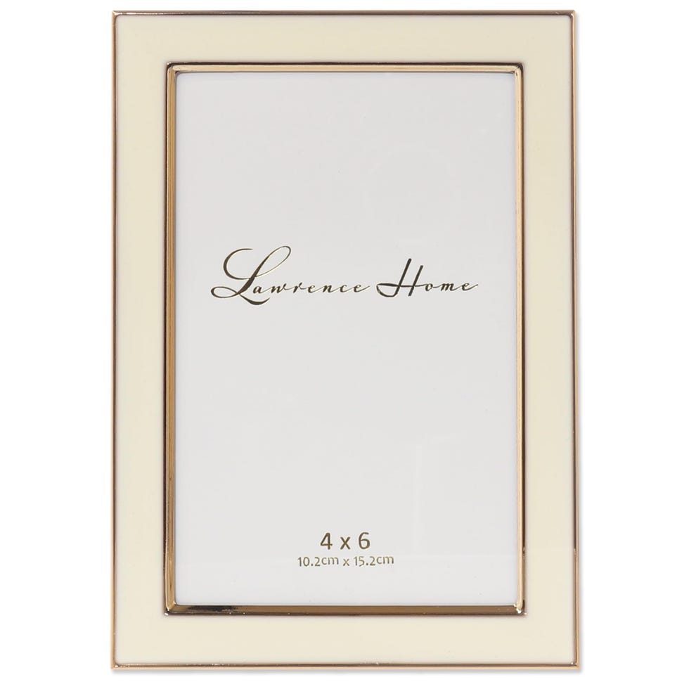 Lawrence Frames Metal and Enamel Picture Frame, Ivory, 4x6