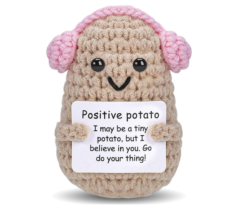 Mini Funny Positive Potato with Pink Headphones