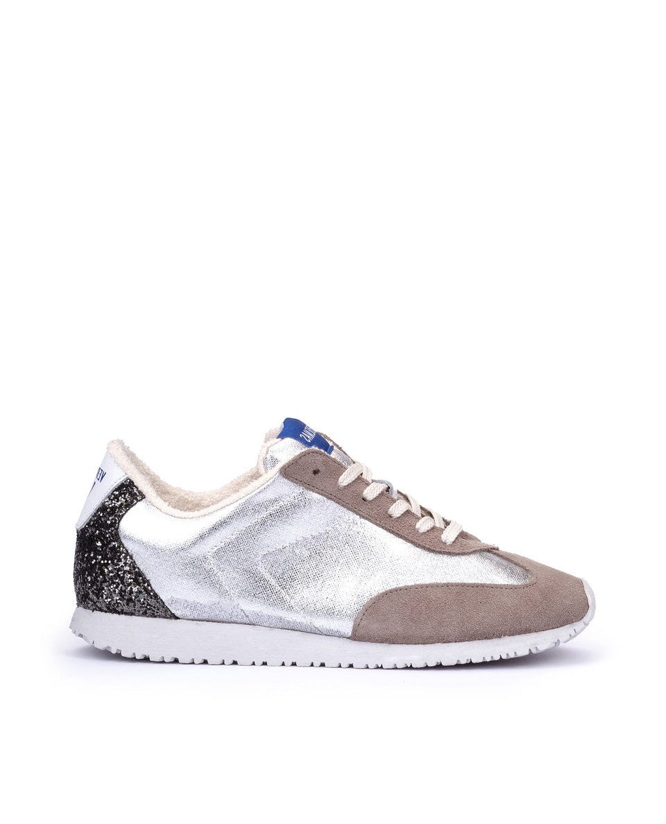 Sneakers One Metal/glitter Plata/antracita