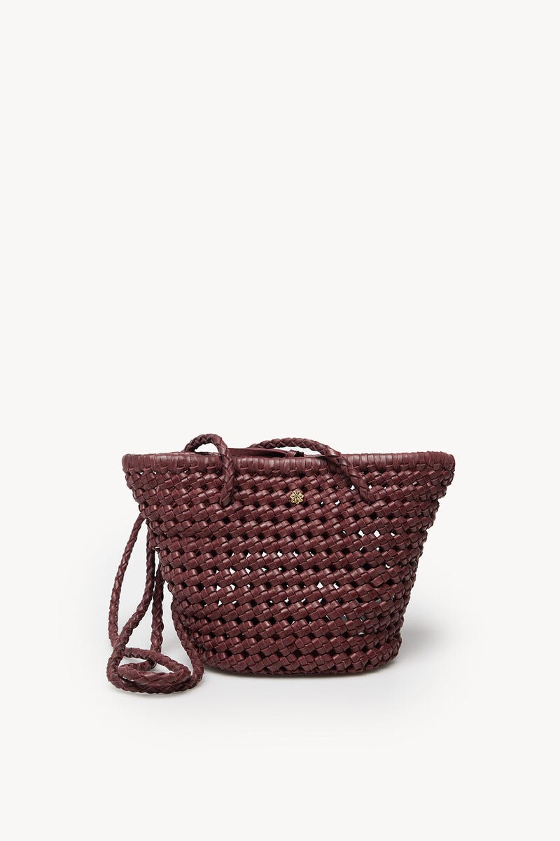 - Bolso capazo trenzado piel