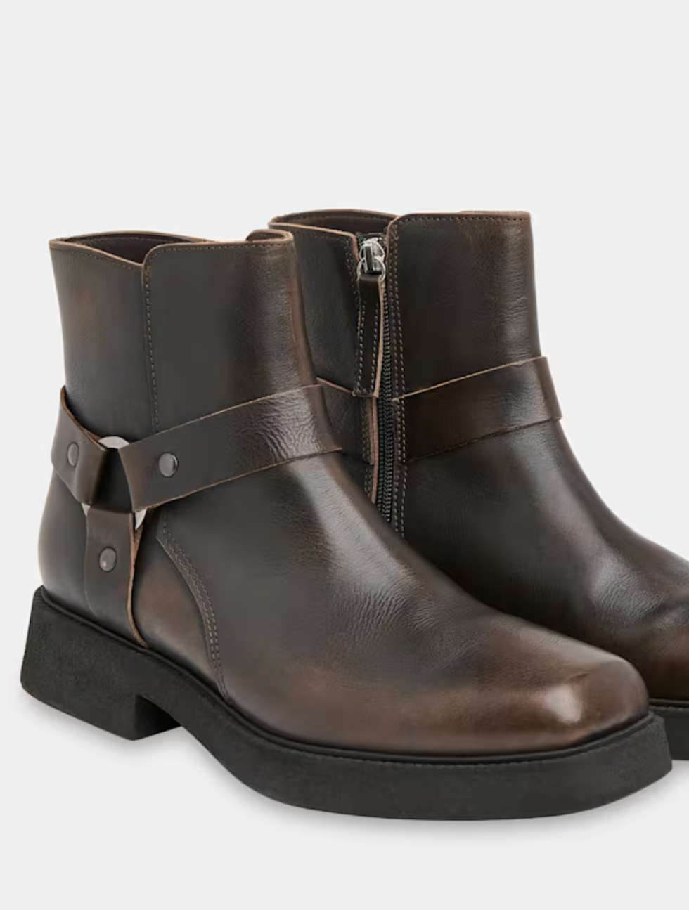 Brown Matteo Burnished Biker Boot