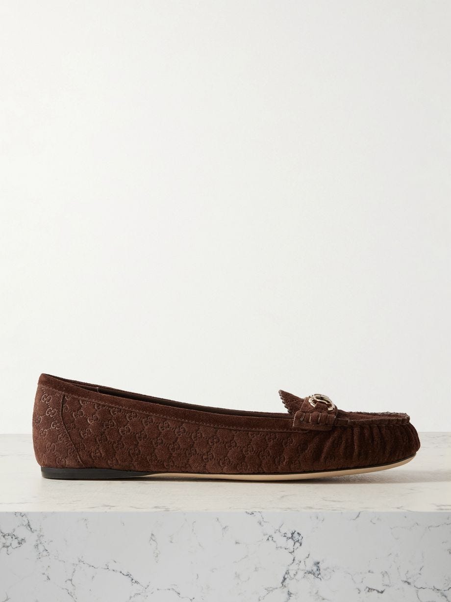 Kensington Horsebit-Detailed Debossed Suede Loafers