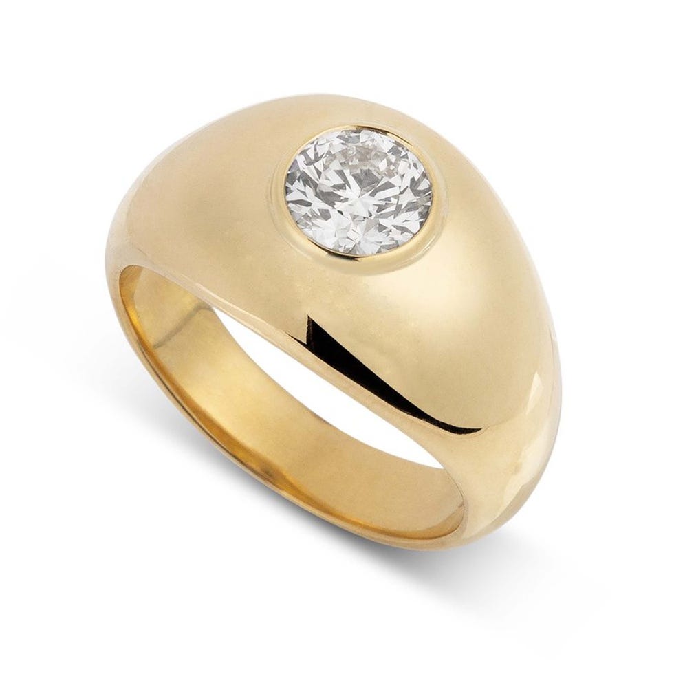 18ct yellow gold large bombe ring