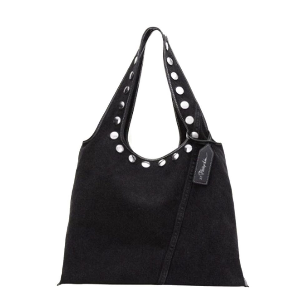 Studded Denim Market Tote