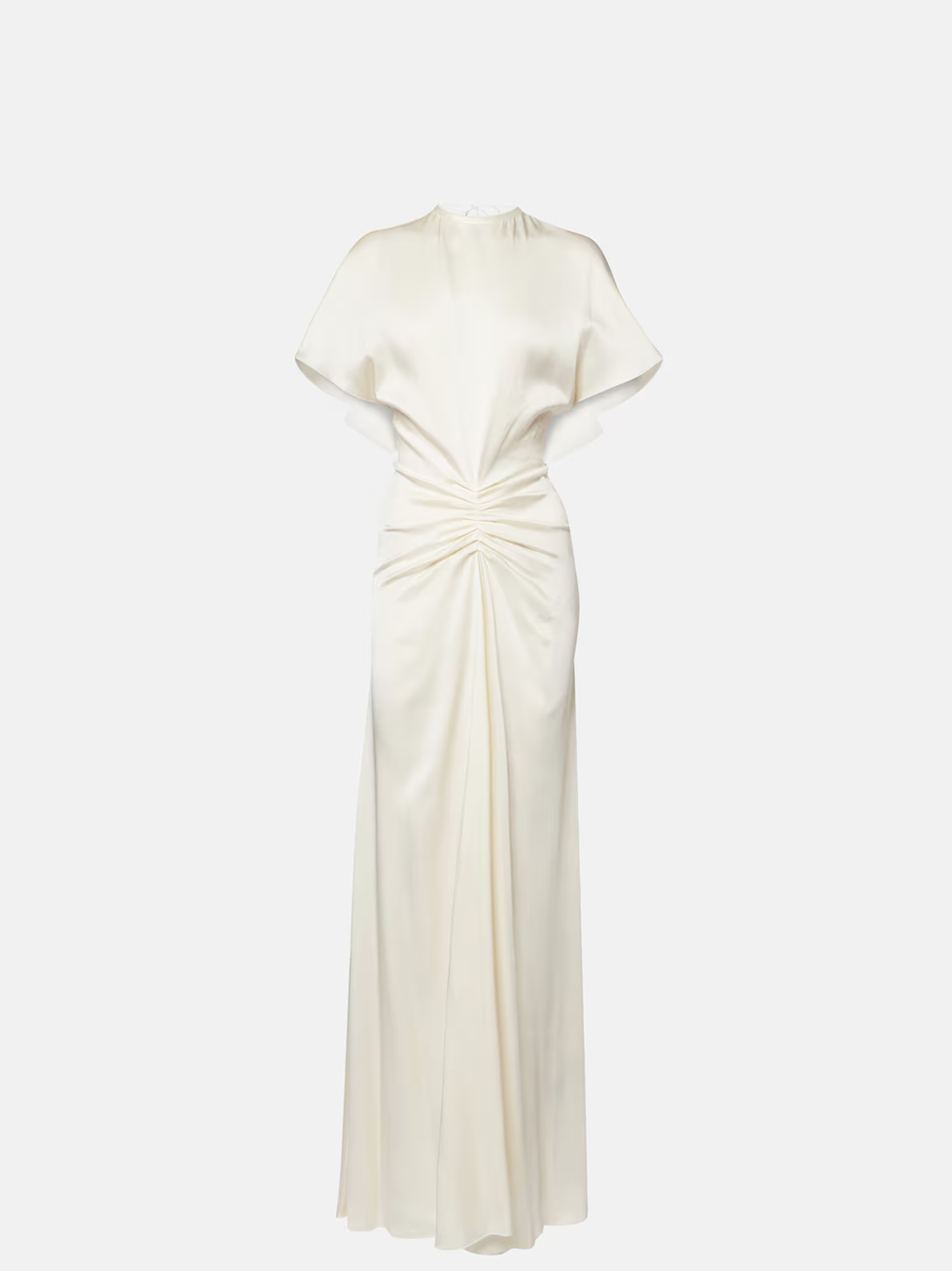 Gathered crêpe satin gown