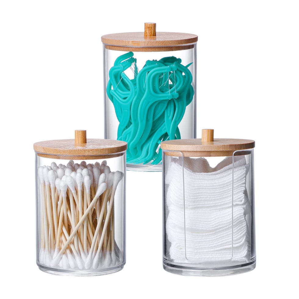 INCETUE 3PCS Cotton Pad Holder with Bamboo Lid