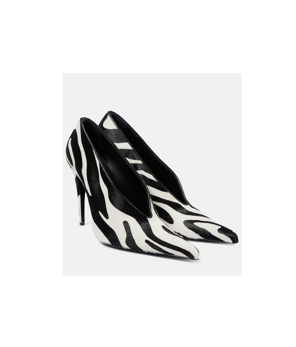 Zebra-Print Leather Pumps