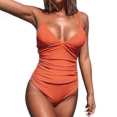  V Neck Shirring Swimsuit
