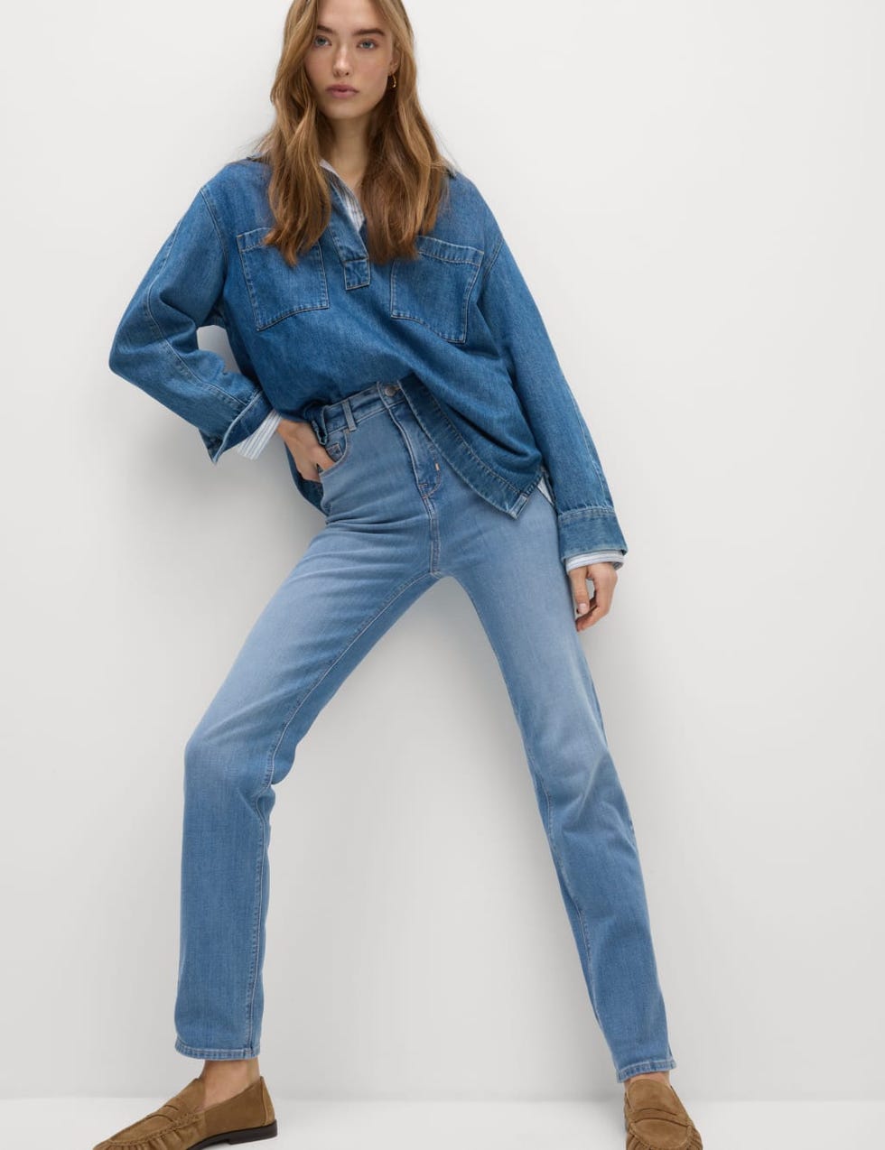 Magic Shaping High Waisted Straight Leg Jeans - Light Indigo