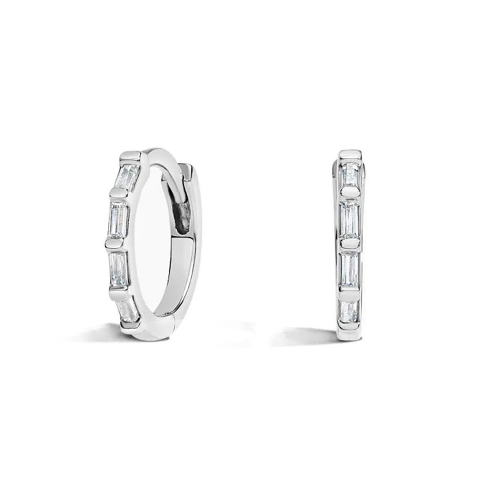 Baguette Diamond Hoop Earrings 