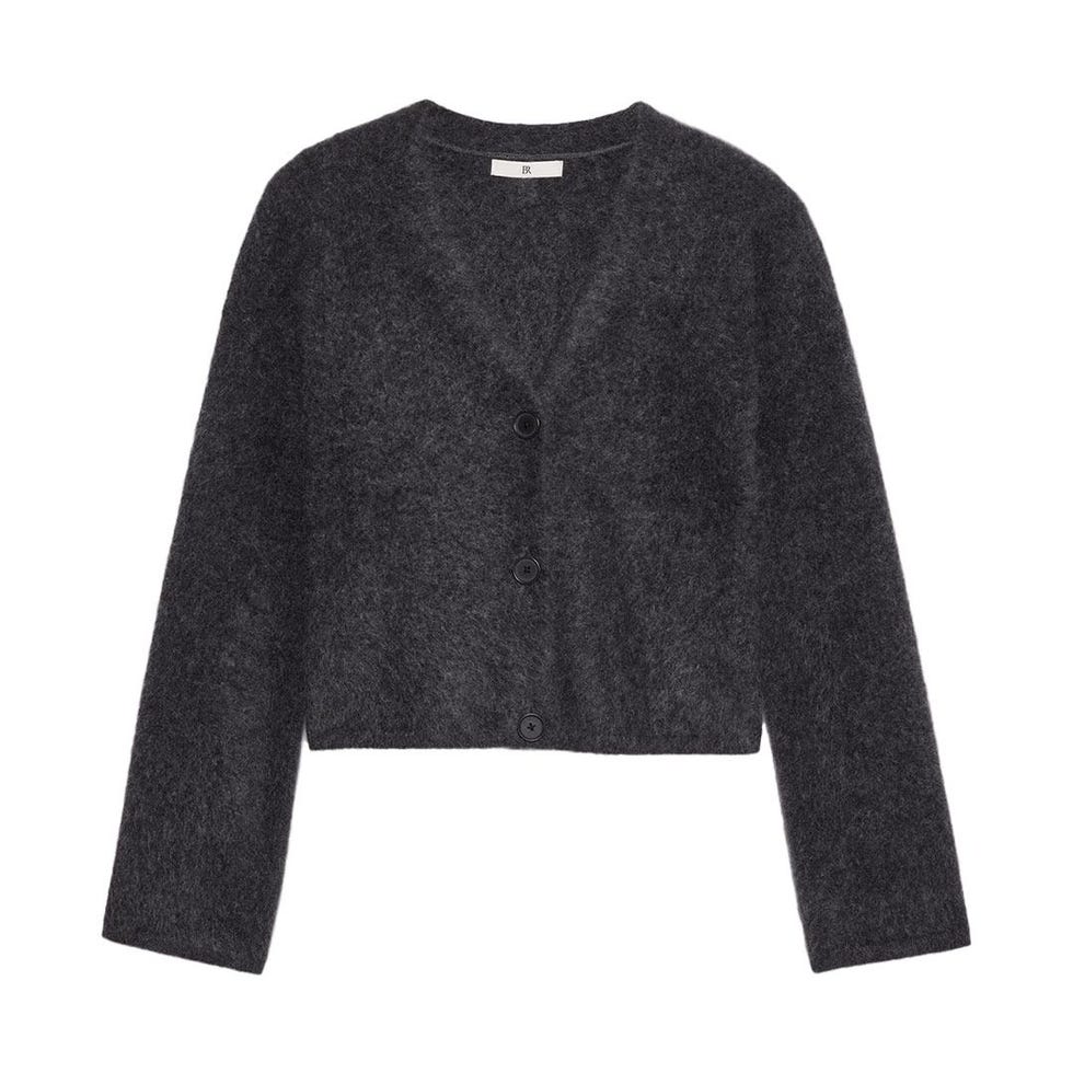 Brushed Cashmere Flare-Sleeve Cardigan