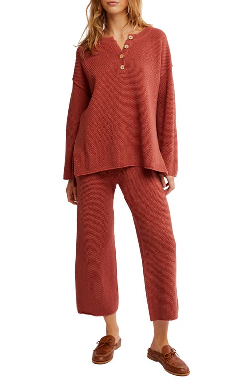 Hailee Waffle Stitch Long Sleeve Top & Wide Leg Pants Knit Set