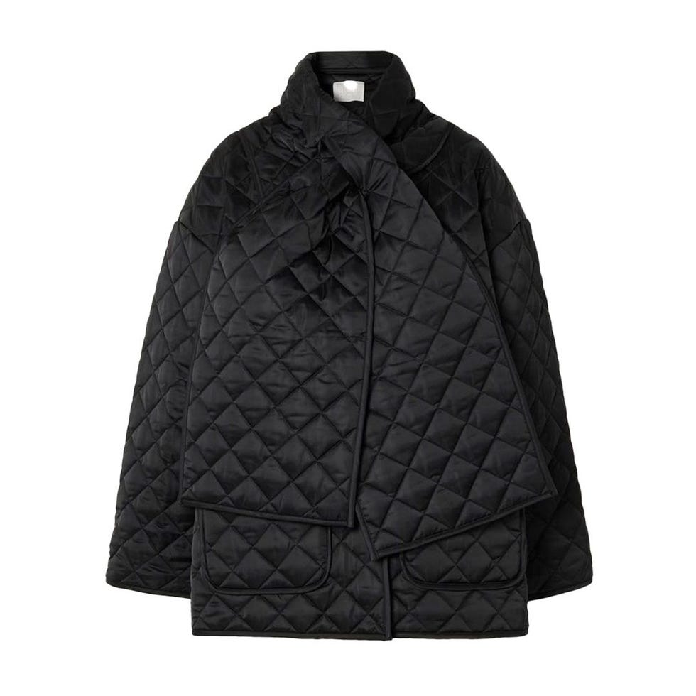 Scarf-Detailed Quilted Jacket