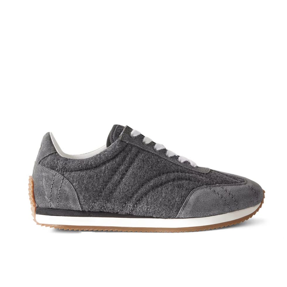 Suede-Trimmed Wool-Flannel Sneakers