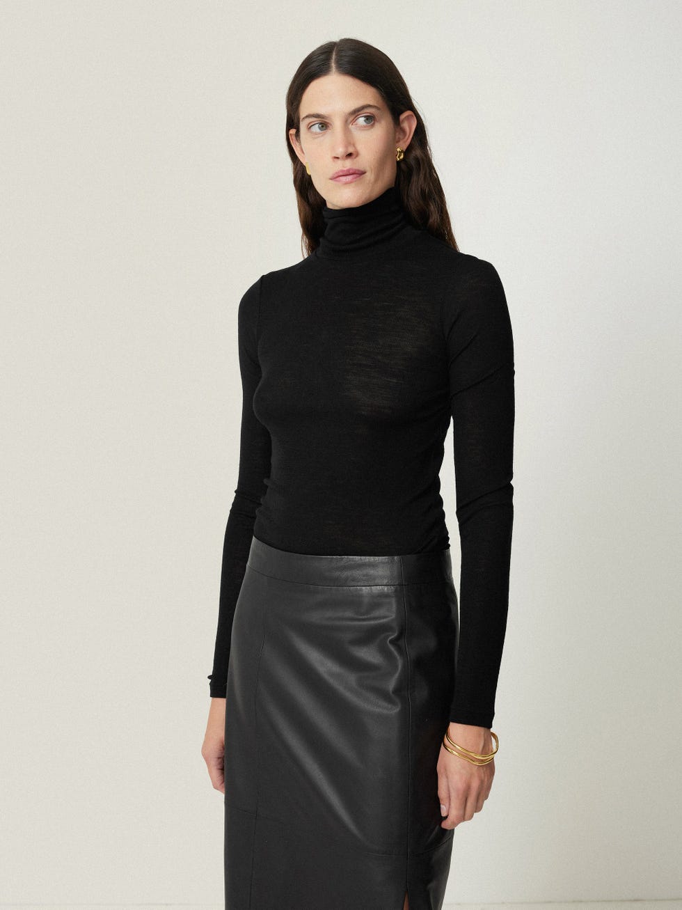 Wool Jersey Polo Neck Top