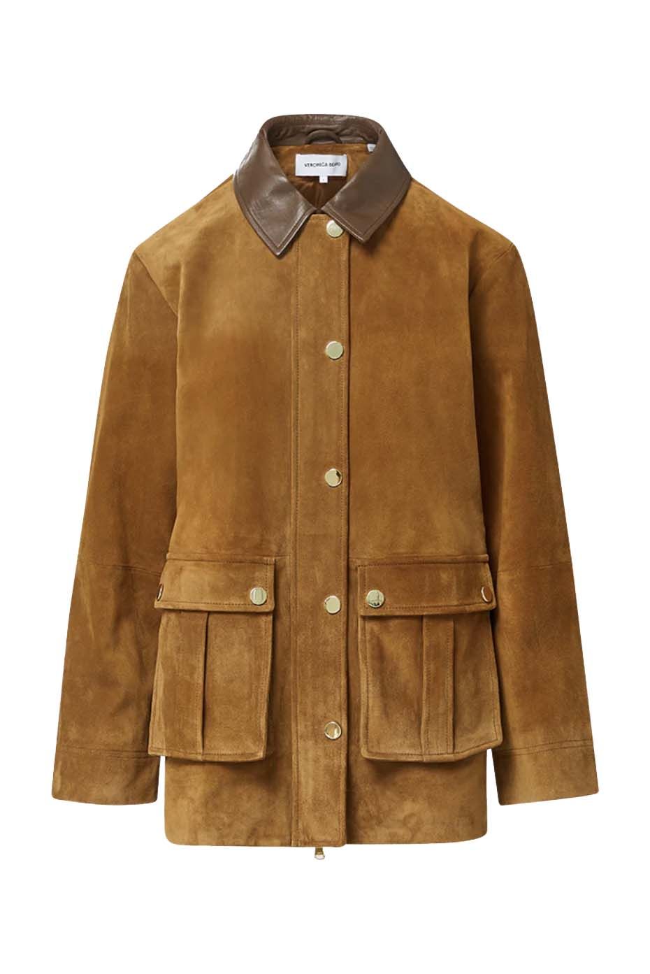 Suz leather-trimmed suede jacket