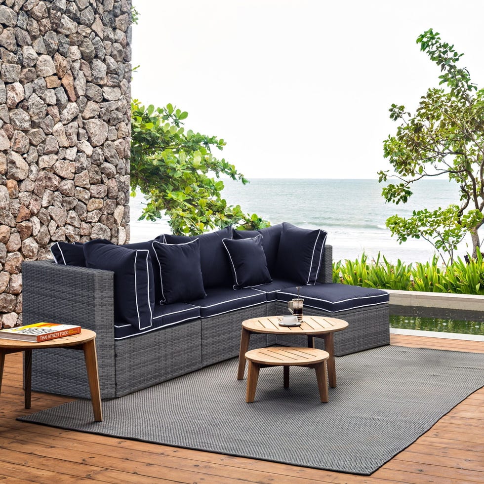 4-Piece Rattan Wicker Patio Sofa Sectional Set 