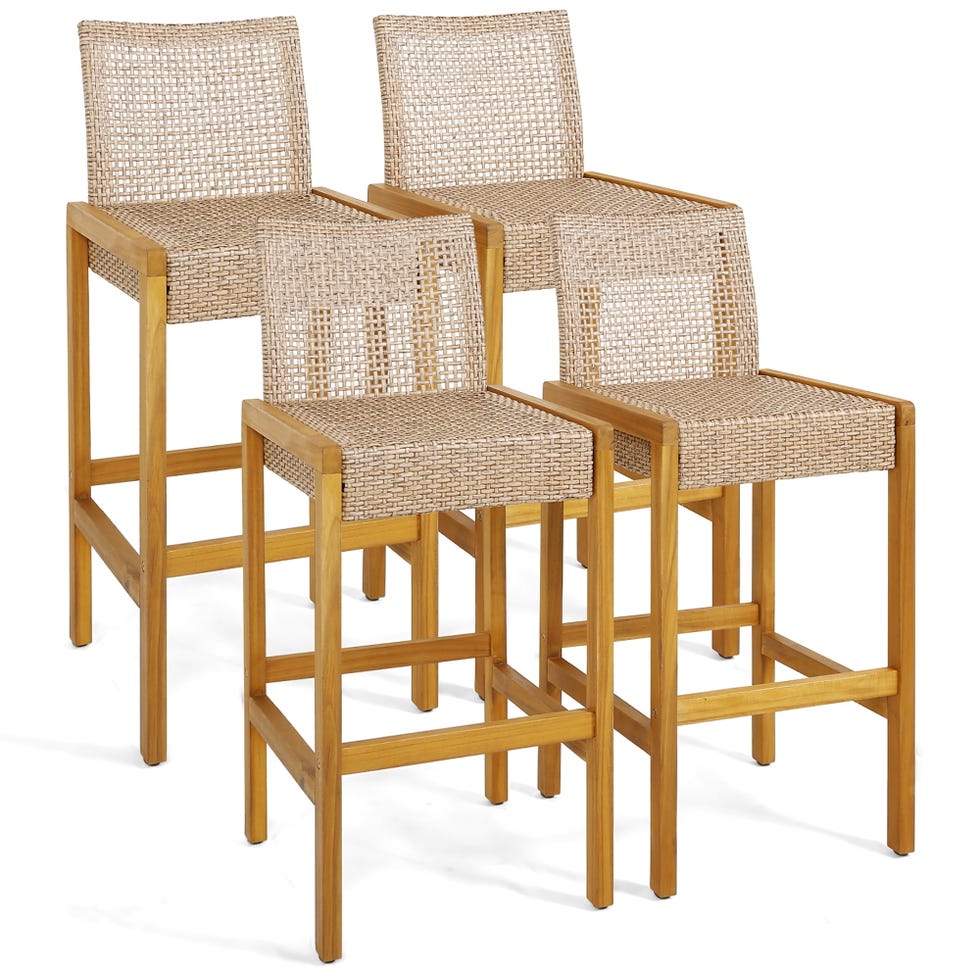 Wicker Bar Stools Set of 4 