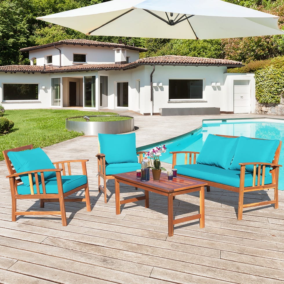 4PCS Wooden Patio Furniture Set 