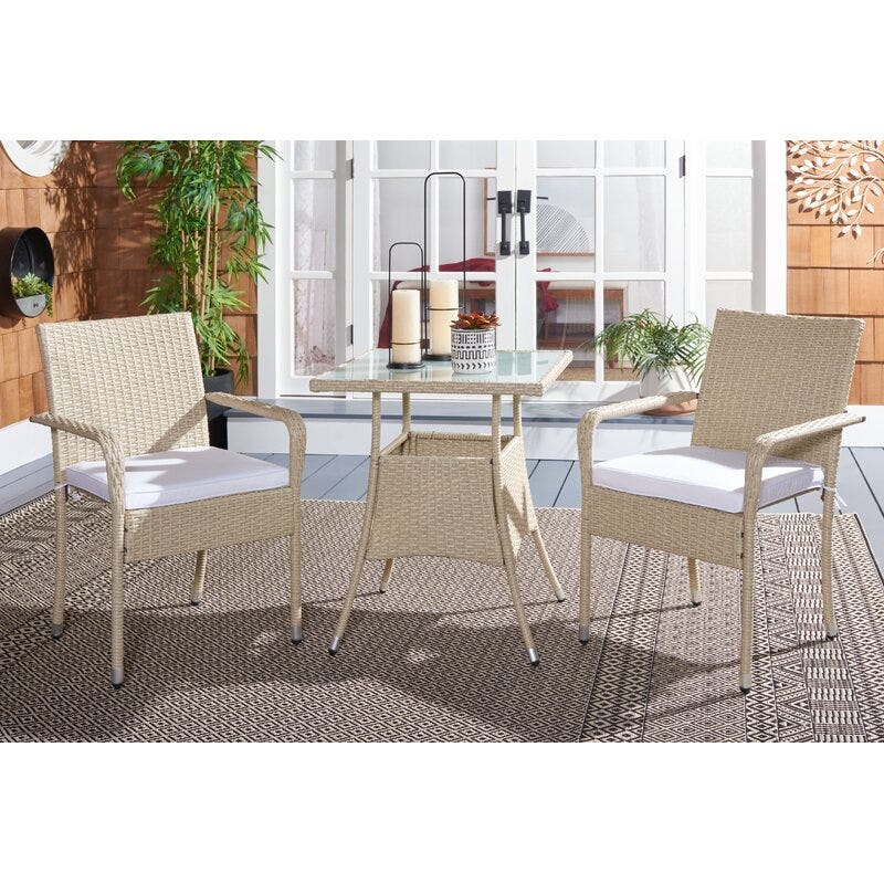 Frazer Square 2-Person Bistro Set with Cushions