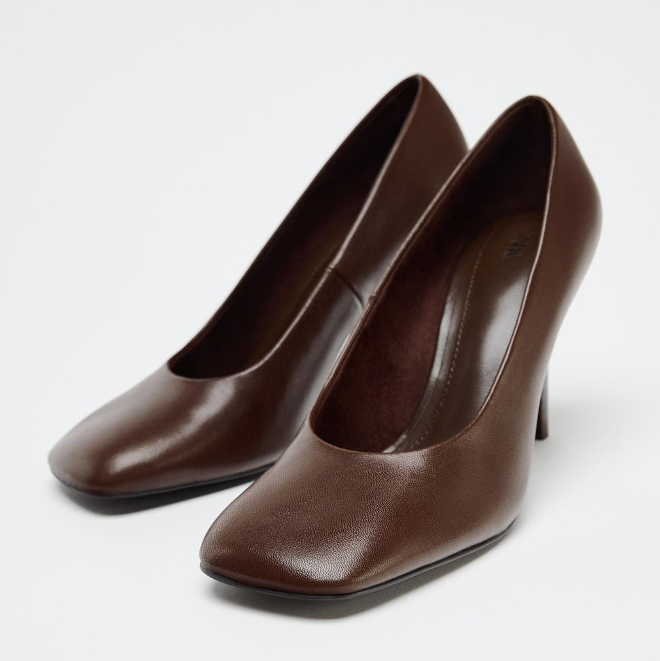 Zapato tacón piel punta cuadrada