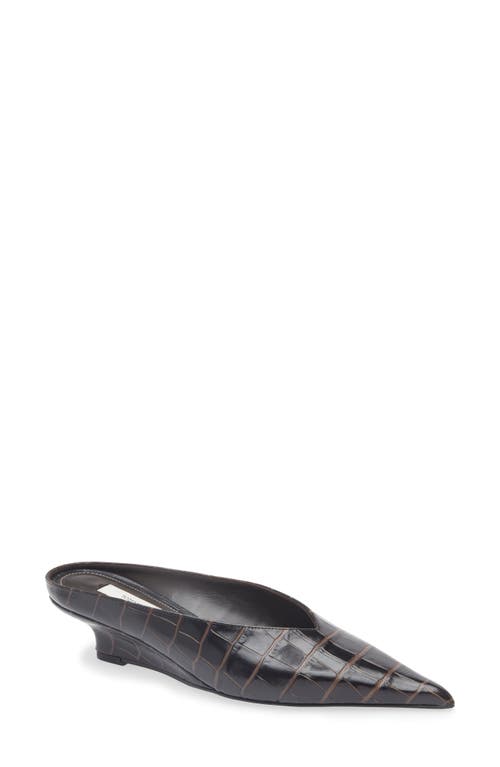 Croc Embossed Wedge Mule 