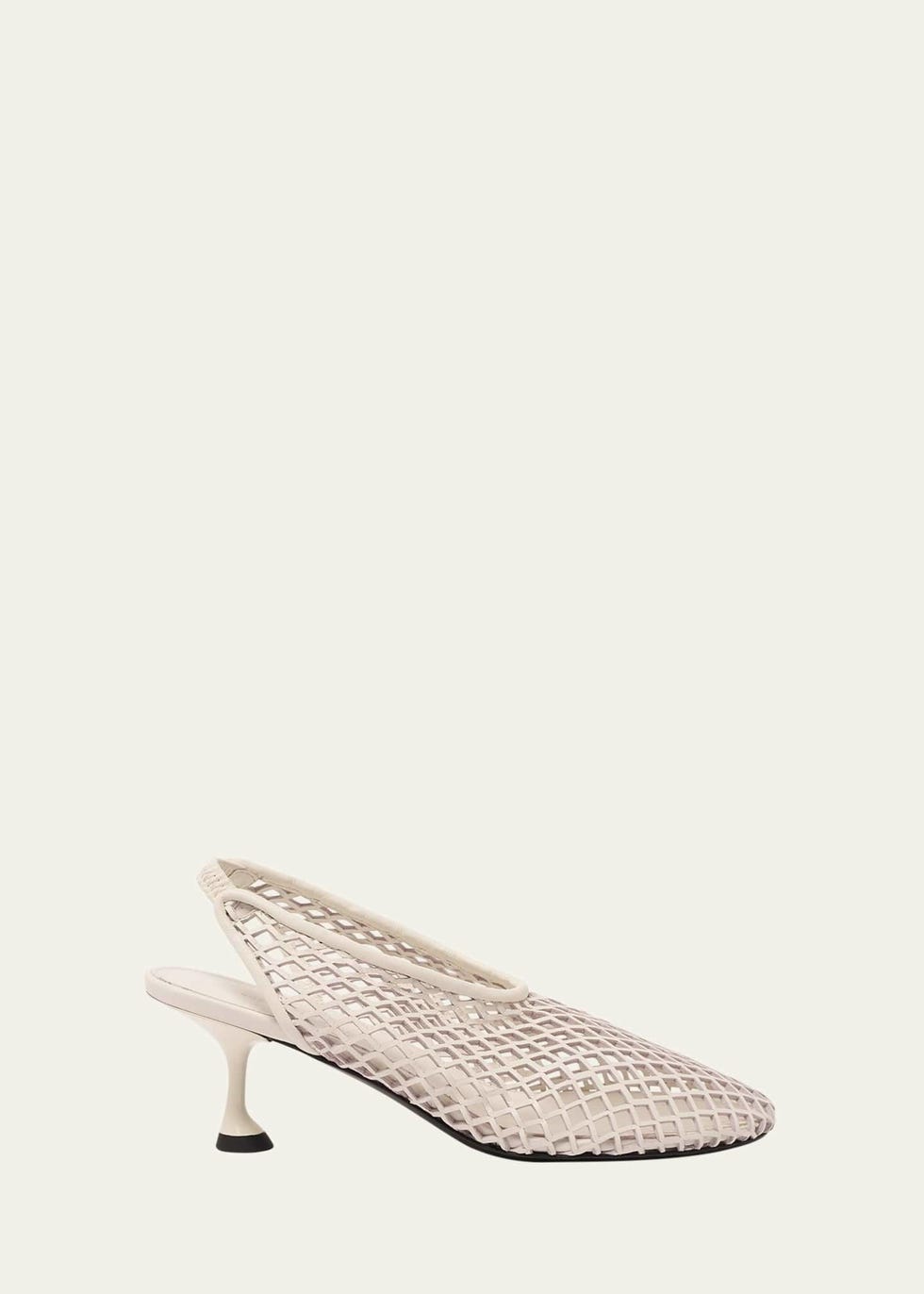 Tee Leather Net Slingback Pumps