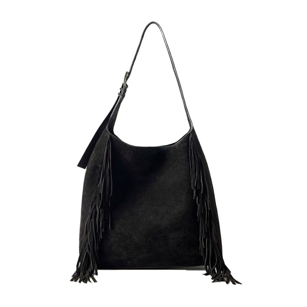 Black Suede Fringed Bag