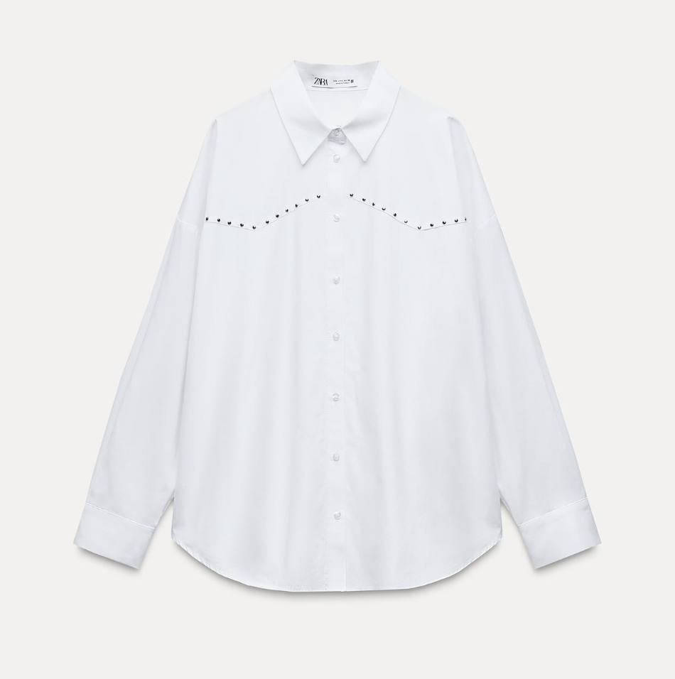 Camisa popelín oversize tachas