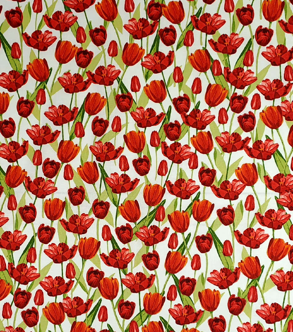 Red Tulips Quilt Cotton Fabric