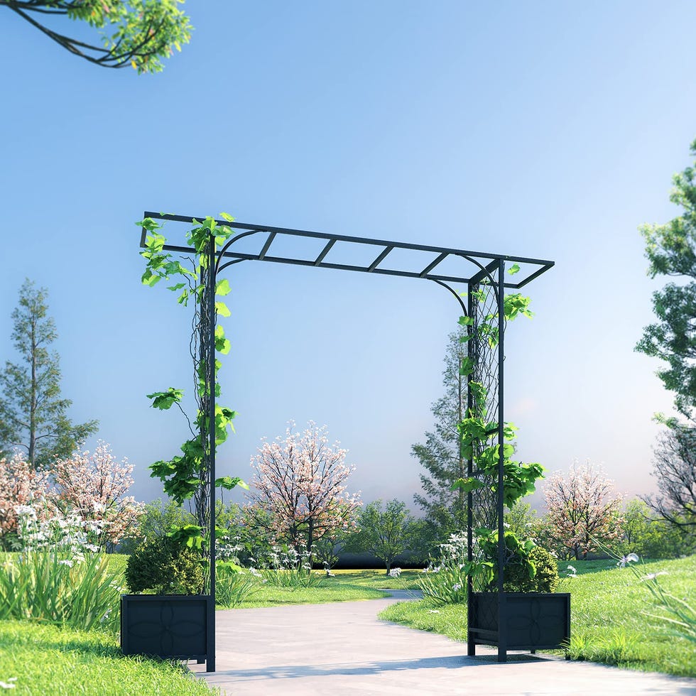 Metal Garden Arbor with Planters